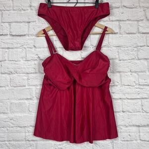 J5025 Red tankini swimwear two-piece set size 2XL